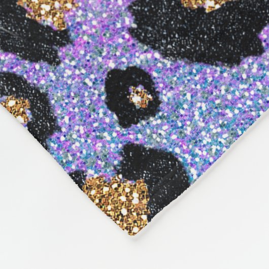 Elegant roze blauwe glitter zwarte luipaard afdruk fleece deken (Hoek)