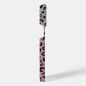 Elegant roze blauwe glitter zwarte luipaard afdruk iPhone hoesje (Rechterkant)