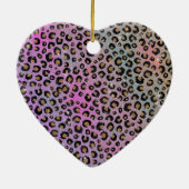 Elegant roze blauwe glitter zwarte luipaard afdruk keramisch ornament (Achterkant)