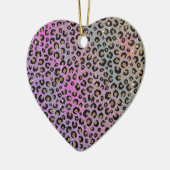 Elegant roze blauwe glitter zwarte luipaard afdruk keramisch ornament (Links)