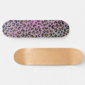 Elegant roze blauwe glitter zwarte luipaard afdruk persoonlijk skateboard (Horizontaal)