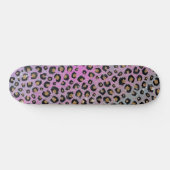 Elegant roze blauwe glitter zwarte luipaard afdruk persoonlijk skateboard (Horizontaal)