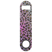 Elegant roze blauwe glitter zwarte luipaard afdruk speed flessenopener (Voorkant)