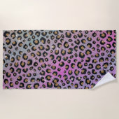 Elegant roze blauwe glitter zwarte luipaard afdruk strandlaken (Voorkant)