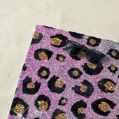 Elegant roze blauwe glitter zwarte luipaard afdruk strandlaken (In situ)