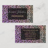 Elegant roze blauwe glitter zwarte luipaard afdruk visitekaartje (Voorkant / Achterkant)