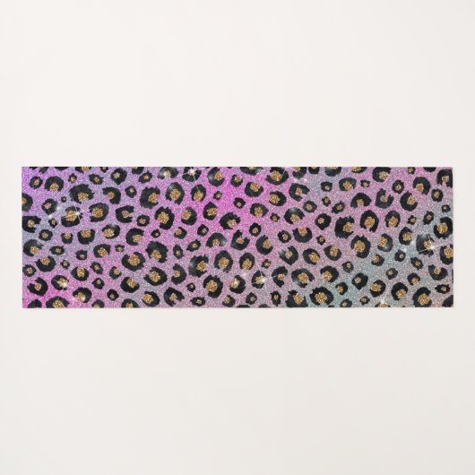 Elegant roze blauwe glitter zwarte luipaard afdruk yogamat (Achterkant (horizontaal))
