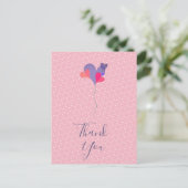 Elegant roze blauwe paarse ballonnen hartminimalis briefkaart (Staand voorkant)