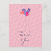 Elegant roze blauwe paarse ballonnen hartminimalis briefkaart (Voorkant)