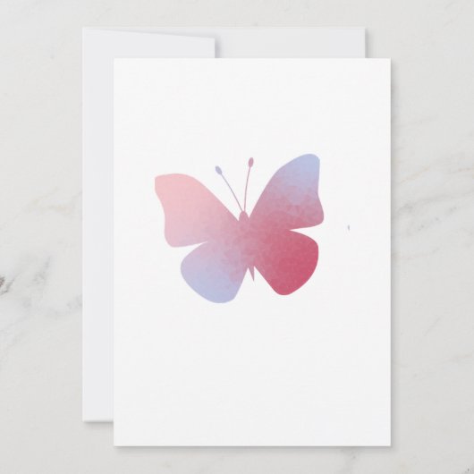 Elegant roze blauwe vlinder 1e verjaardag kaart (Achterkant)