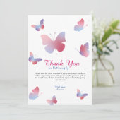 Elegant roze blauwe vlinder Birthday Bedankkaart (Staand voorkant)