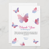 Elegant roze blauwe vlinder Birthday Bedankkaart (Voorkant / Achterkant)