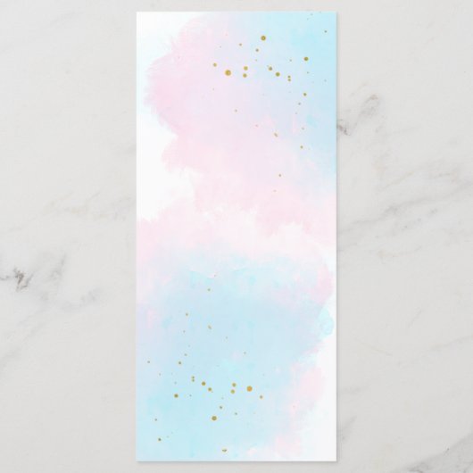 Elegant roze blauwe Waterverf Gold Splash Weddensc Menu (Achterkant)