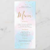 Elegant roze blauwe Waterverf Gold Splash Weddensc Menu (Voorkant)