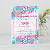 Elegant roze Blauwgroen beschilderd bloemenblad Af Kaart (Staand voorkant)