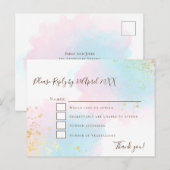 Elegant Roze Blauwgroen met Gold Confetti Wedding  Briefkaart (Voorkant / Achterkant)