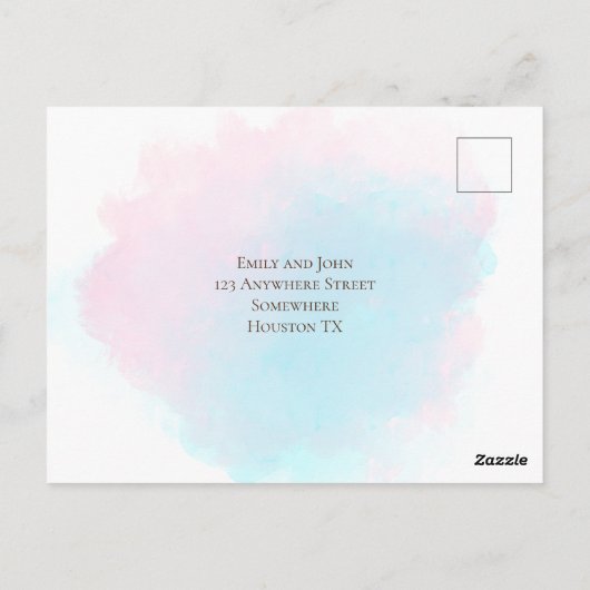 Elegant Roze Blauwgroen met Gold Confetti Wedding  Briefkaart (Achterkant)