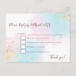 Elegant Roze Blauwgroen met Gold Confetti Wedding Briefkaart