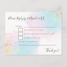 Elegant Roze Blauwgroen met Gold Confetti Wedding Briefkaart