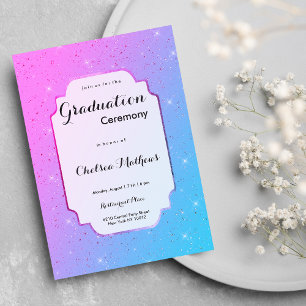 Elegant roze blauwgroen ombre glitter luxe Afstude Kaart