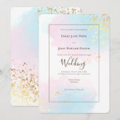 Elegant roze Blauwgroen Waterverf Gold Confetti We Kaart (Voorkant / Achterkant)