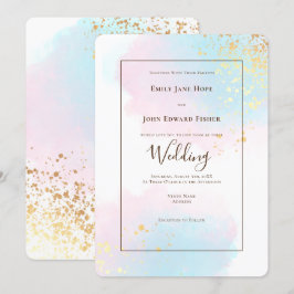 Elegant roze Blauwgroen Waterverf Gold Confetti We Kaart