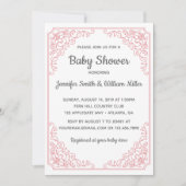 Elegant Roze bloeiende werveling lijst Baby shower Kaart (Voorkant)