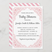 Elegant Roze bloeiende werveling lijst Baby shower Kaart (Voorkant / Achterkant)