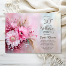 Elegant Roze Bloem 30e Verjaardagsfeestje