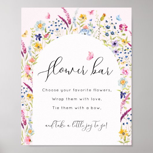 Elegant Roze Bloem Bar Teken Poster (Voorkant)