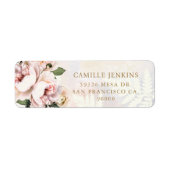 Elegant Roze Bloem Bruidsboeket Retouradres Etiket (Voorkant)
