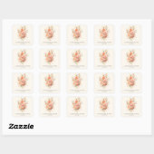 Elegant Roze Bloem Bruidsdouche Favor Vierkante Sticker (Vel)