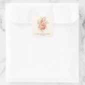 Elegant Roze Bloem Bruidsdouche Favor Vierkante Sticker (Tas)