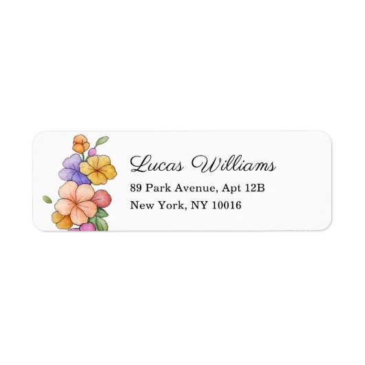 Elegant Roze Bloem Bruidsfeest Retourlabel Etiket (Voorkant)