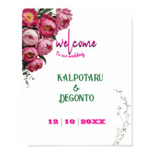 Elegant roze bloem bruiloft welkom bord