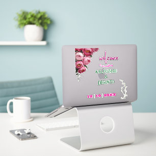 Elegant roze bloem bruiloft welkom bord sticker