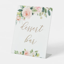 Elegant Roze Bloem Dessert Bar Bord Reclamebord Met Voetstuk
