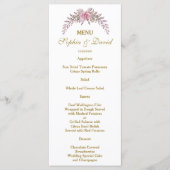 Elegant Roze Bloem Gouden Lijst Huwelijksmenu Menu (Voorkant)