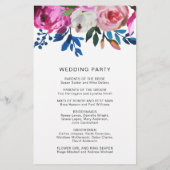 Elegant Roze Bloem Moderne Budget Huwelijksprogram Flyer (Achterkant)
