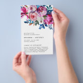 Elegant Roze Bloem Moderne Budget Huwelijksprogram Flyer (Hand)
