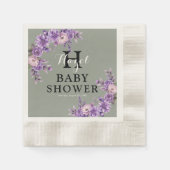 Elegant roze bloem munt cocktail papier servet (Voorkant)