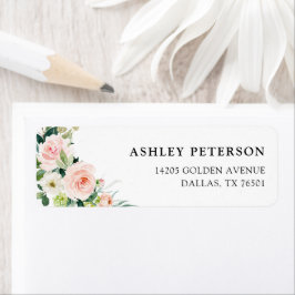 Elegant Roze Bloem Retouradreslabel Etiket