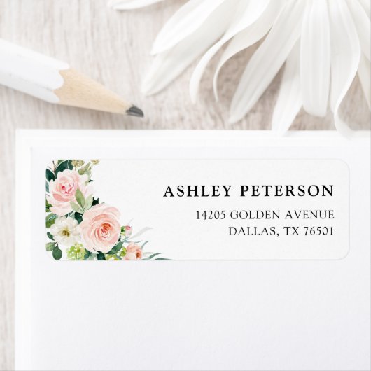 Elegant Roze Bloem Retouradreslabel Etiket (Insitu)