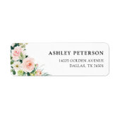 Elegant Roze Bloem Retouradreslabel Etiket (Voorkant)