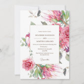 Elegant Roze Bloem Rozen Premium Bloemen Bruiloft Kaart (Voorkant)