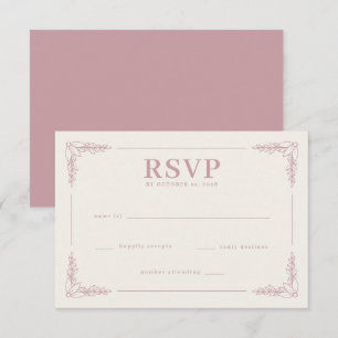 Elegant Roze Bloem RSVP Kaartje