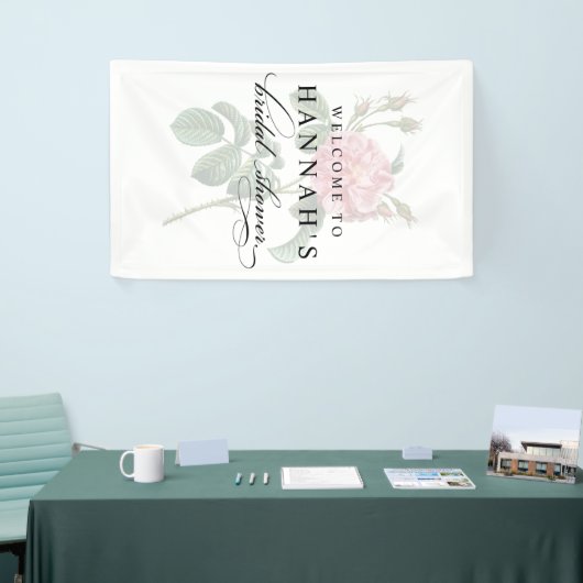 Elegant Roze Bloem Vrijgezellenfeest Spandoek (Beurs)