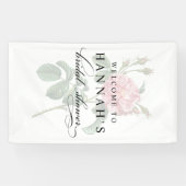 Elegant Roze Bloem Vrijgezellenfeest Spandoek (Horizontaal)