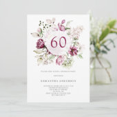 Elegant Roze Bloemen 60ste Verjaardagsfeestje Kaart (Staand voorkant)