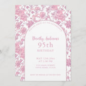 Elegant Roze Bloemen 95ste Verjaardagsfeest Kaart (Voorkant / Achterkant)